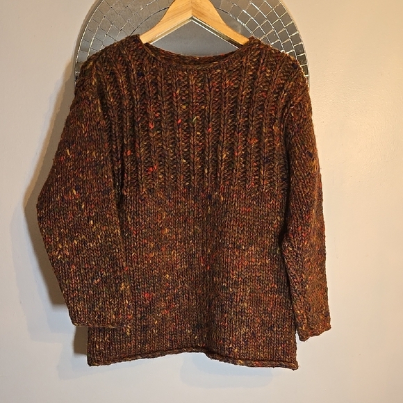 Handmade Wool Chunky Cable Knit Fisherman Pullover Multicolor Sweater - Picture 1 of 7